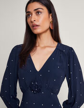Stella Spot Dress, Blue (NAVY), large
