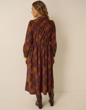 Melinda Check Print Corduroy Midi Dress, Brown (BROWN), large