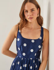 Sicily Polka Dot Fit & Flare Midi Dress, Blue (NAVY), large