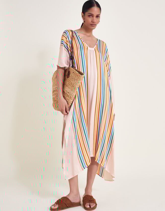 Opal Stripe Kaftan, White (WHITE), large
