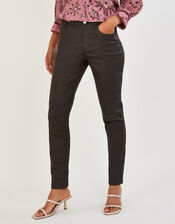 Coated Denim Skinny Jeans, Brown (CHOCOLATE), large
