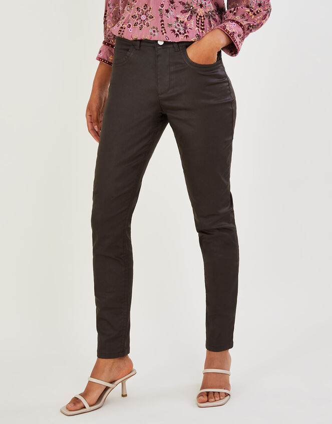 Coated Denim Skinny Jeans, Brown (CHOCOLATE), large