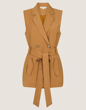 Nina Double Breasted Waistcoat, Brown (TOBACCO), large