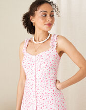 Printed Jersey Midi Dress, Ivory (IVORY), large