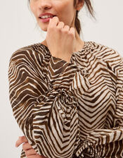 Pippa Animal Print Blouse, Green (KHAKI), large