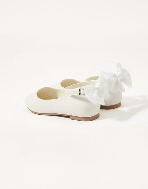 Organza Bow Ballerina Flats, White (WHITE), large