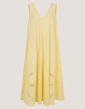 Sunny Sleeveless Scallop Midi Dress, Yellow (YELLOW), large