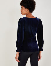 Elizabeth Velvet Tea Top with Recycled Polyester, Blue (MIDNIGHT), large