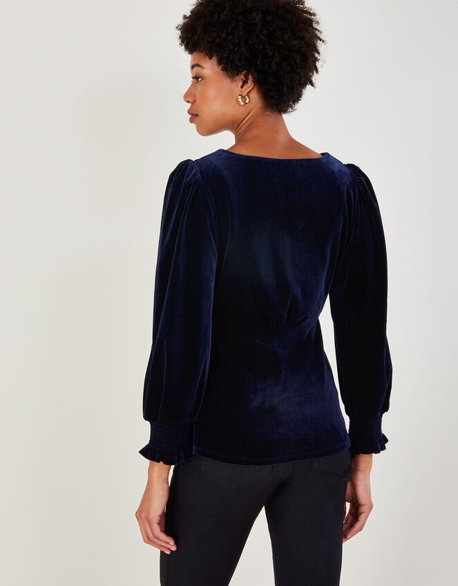 Elizabeth Velvet Tea Top with Recycled Polyester, Blue (MIDNIGHT), large