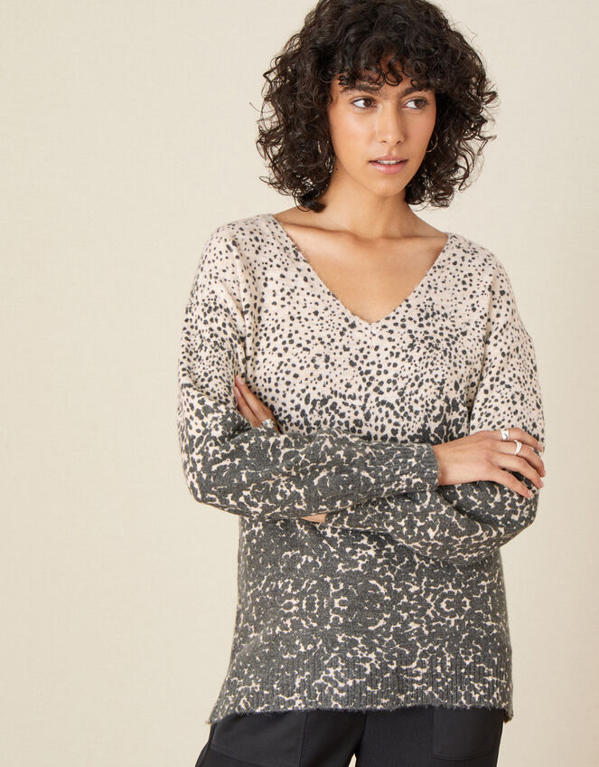 Olivia Ombre Animal Print Jumper , Ivory (IVORY), large