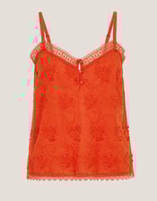 Rosie Embroidered Cami Top, Orange (ORANGE), large