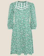 Mona Ditsy Floral Jersey Dress, Green (GREEN), large
