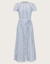 Ellie Lace Short Sleeve Midi Dress, Grey (GREY), large