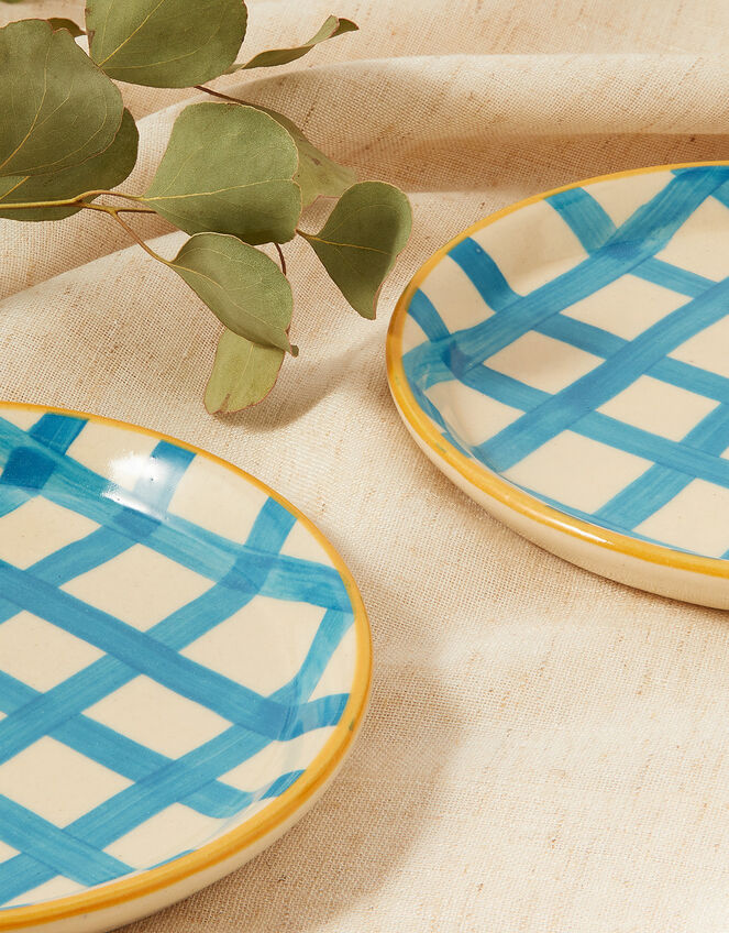 Check Print Ceramic Plate Twinset, , large