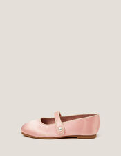 Pearl Strap Satin Ballet Flats, Pink (PINK), large