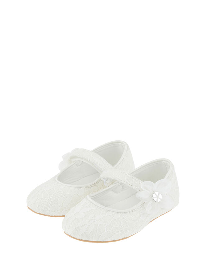 Baby Tiana Lace Corsage Walker Shoes, Ivory (IVORY), large