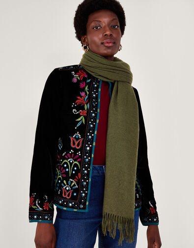 Soft-Touch Woven Scarf, Green (GREEN), large