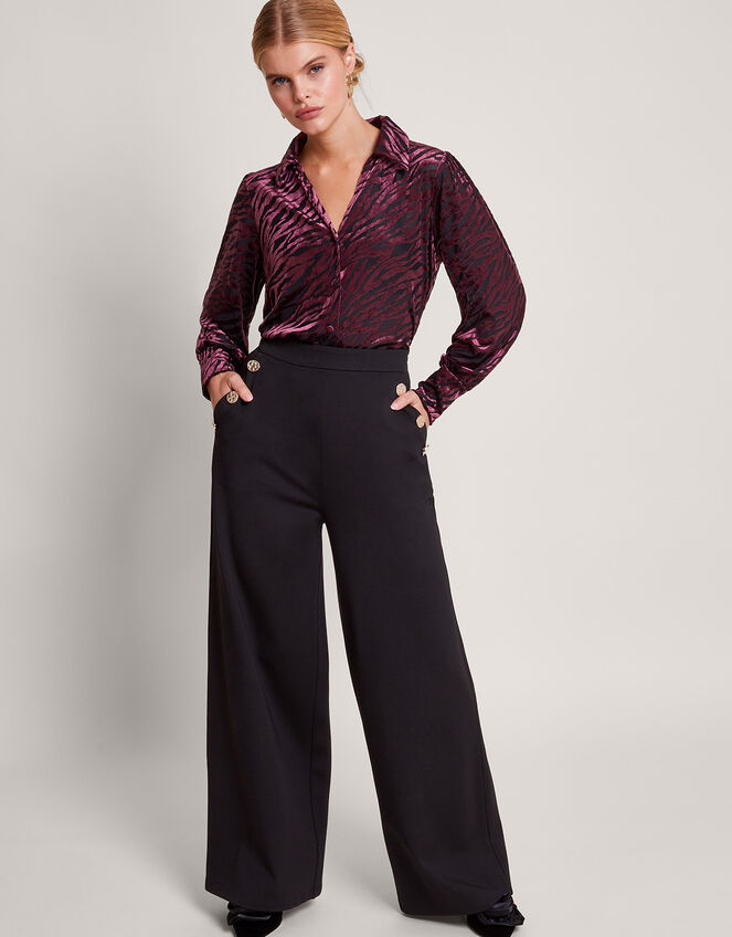 Riley Velvet Zebra Print Blouse, Brown (BROWN), large