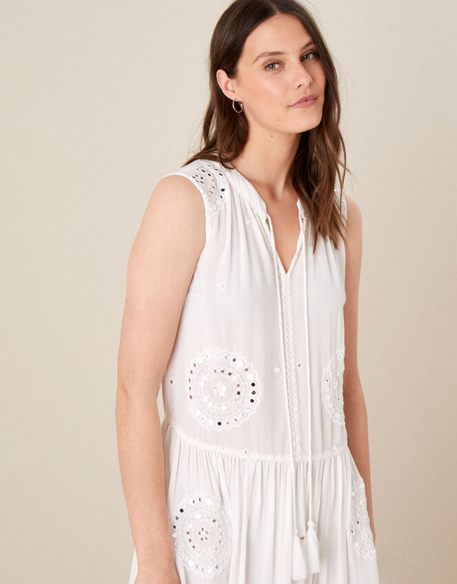 Mirrorwork Dress in LENZING™ ECOVERO™, White (WHITE), large