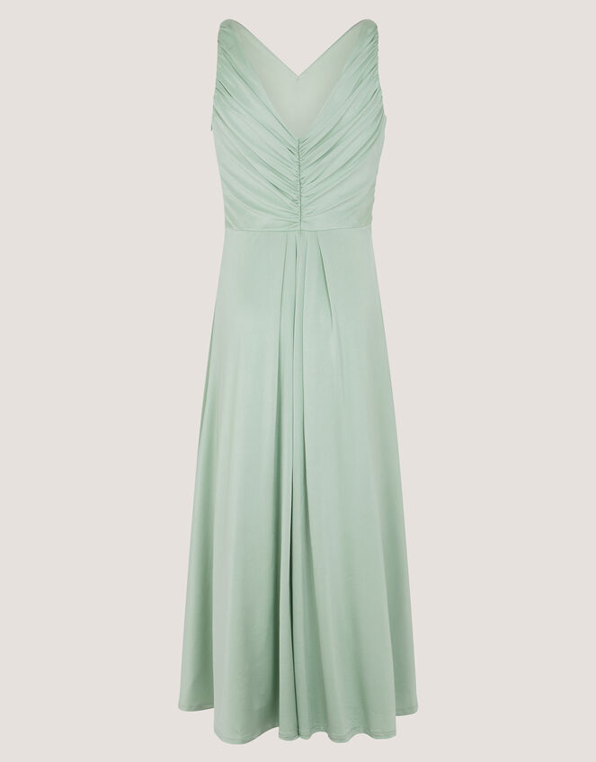 Skye Ruched Knot Jersey Prom Dress, Green (SAGE), large