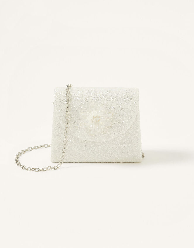 Glitter Sequin Gem Flower Bag, , large