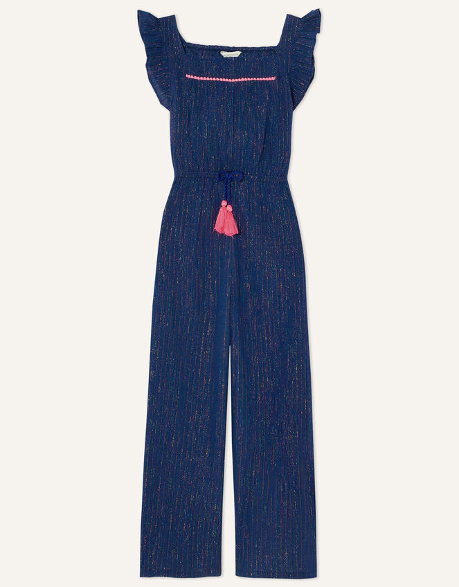 Metallic Stripe Beach Jumpsuit with LENZING™ ECOVERO™, Blue (NAVY), large