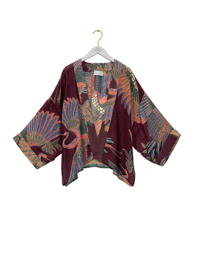 One Hundred Stars Crane Print Kimono Jacket, , large