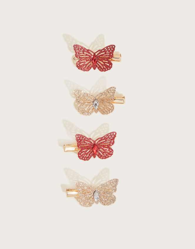 Glitter Butterfly Hair Clips 4 Pack, , large