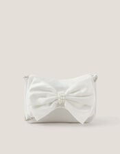 Pearl Bow Satin Bag, , large