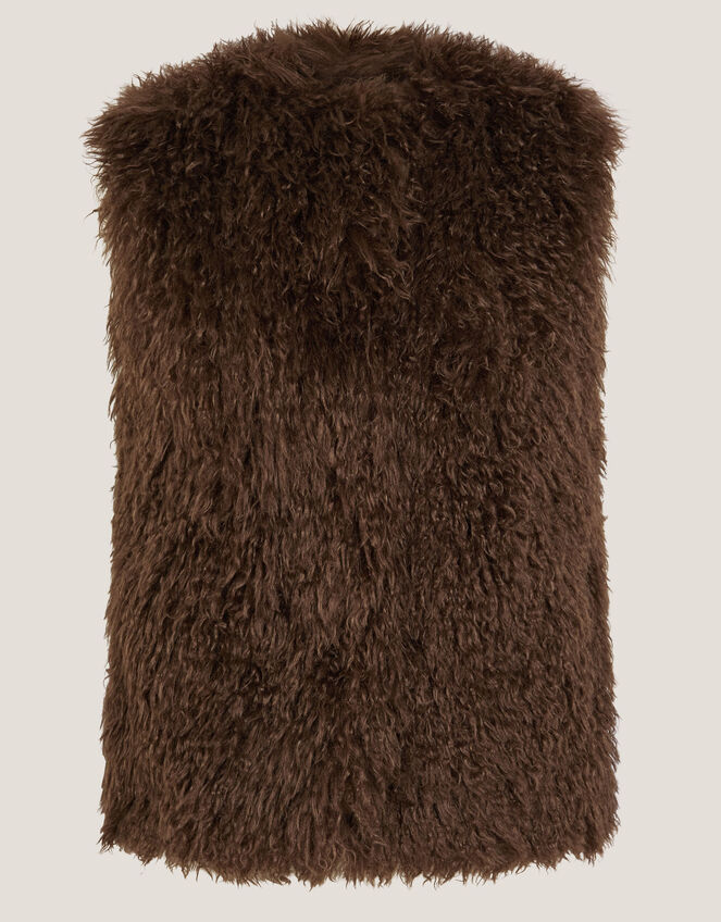 Maeve Shaggy Faux Fur Gilet, Brown (CHOCOLATE), large