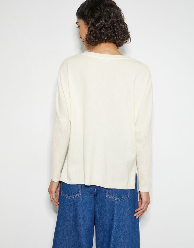Vicki V-Neck Jumper, Ivory (IVORY), large