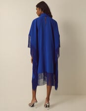 Novi High-Neck Fringe Mini Dress, Blue (COBALT), large