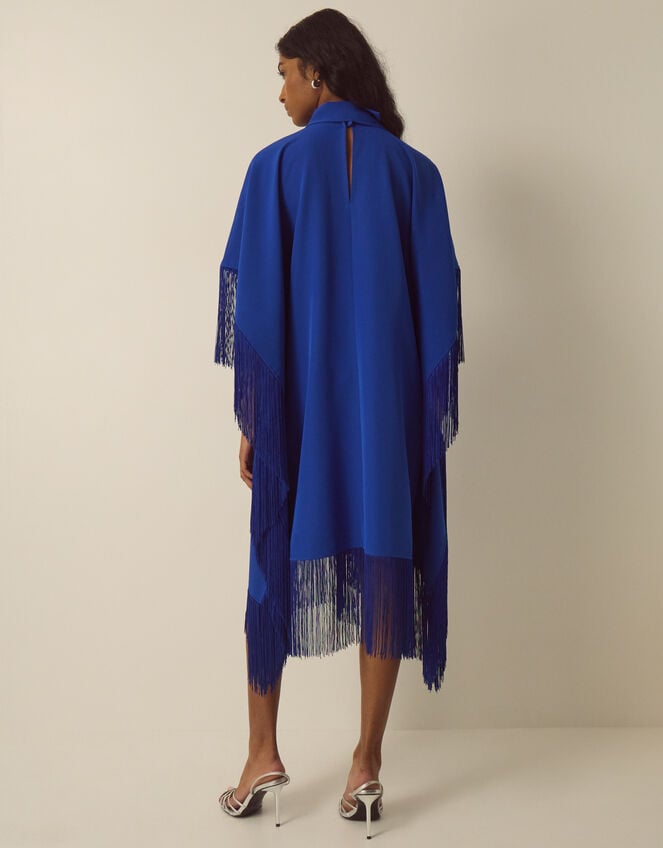 Novi High-Neck Fringe Mini Dress, Blue (COBALT), large