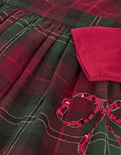 Frill Top & Tartan Pinafore Dress Set, Red (BURGUNDY), large
