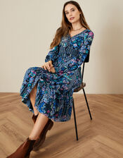 Heritage Print Jersey Midi Dress, Teal (TEAL), large