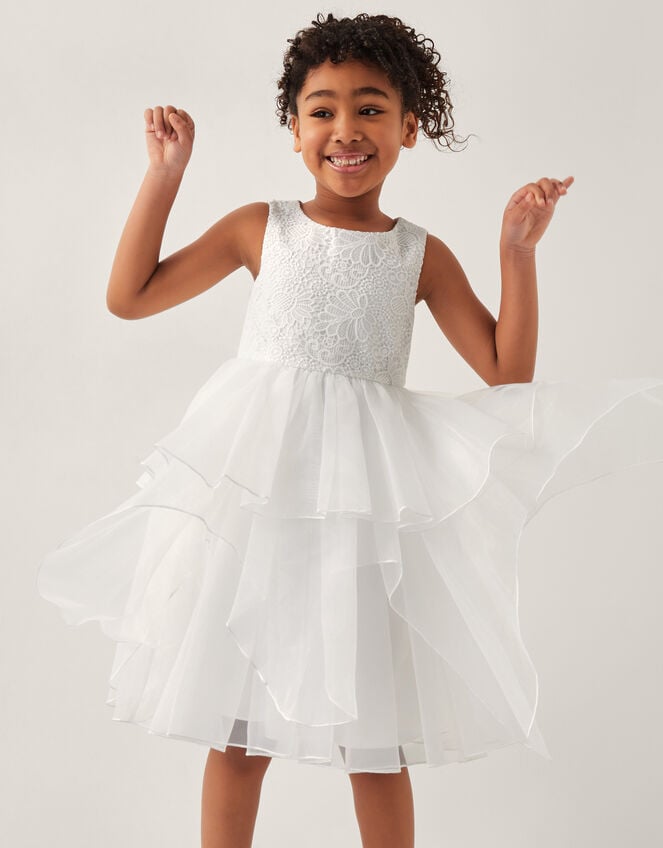 Lace Petal Flower Girl Dress, Ivory (IVORY), large