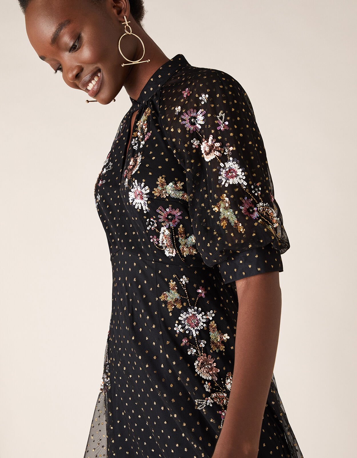 patterned sequin dress