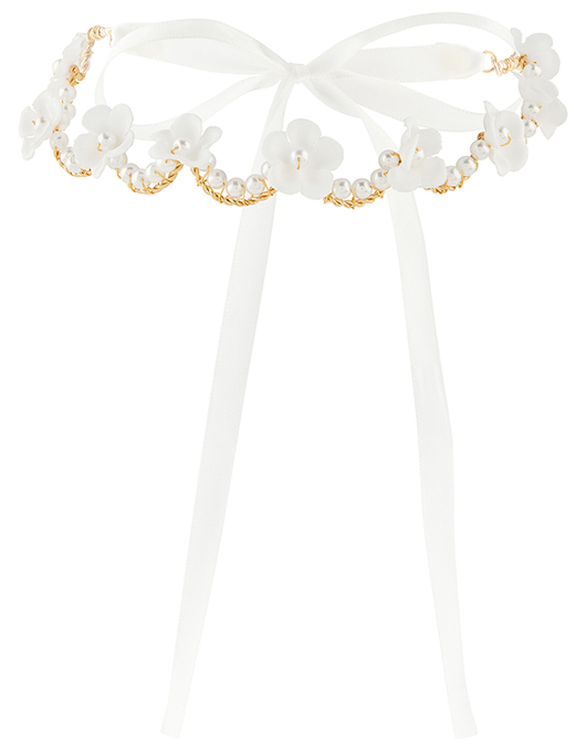 Pearly Flower Crown Headband, , large