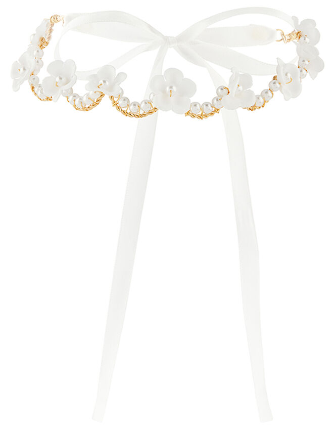 Pearly Flower Crown Headband, , large
