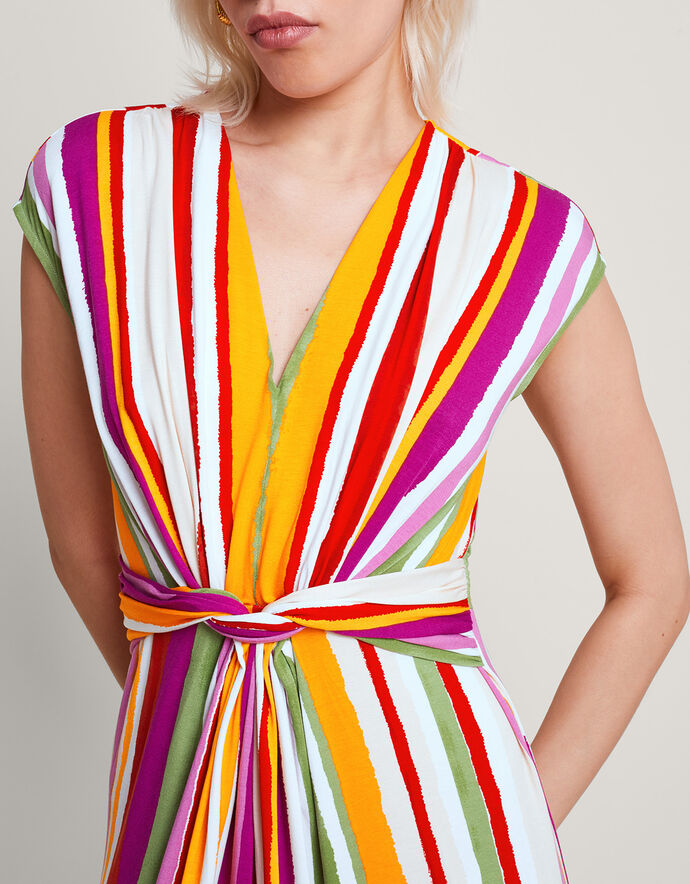 Kensie Women's Striped Cotton Sleeveless Maxi Dress Pink Size 4