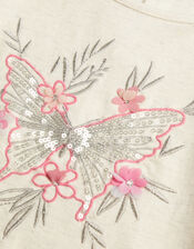 Butterfly Embellished T-Shirt, Ivory (IVORY), large