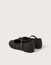 All-Over Glitter Ballet Flats, Black (BLACK), large