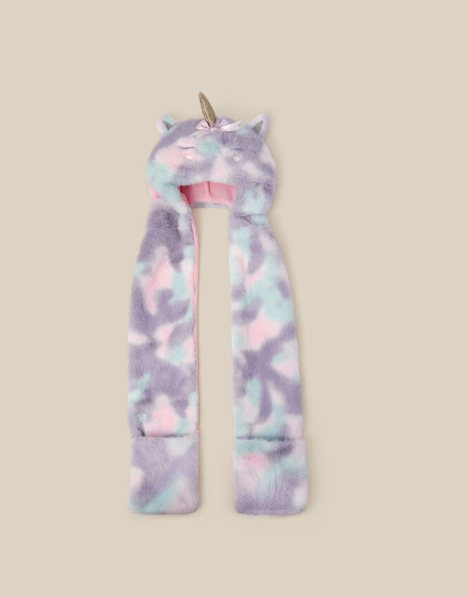 3-in-1 Fluffy Unicorn Hat Scarf, Pink (PINK), large
