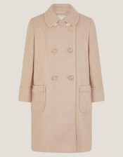 Double Breasted Collar Coat, Camel (OATMEAL), large
