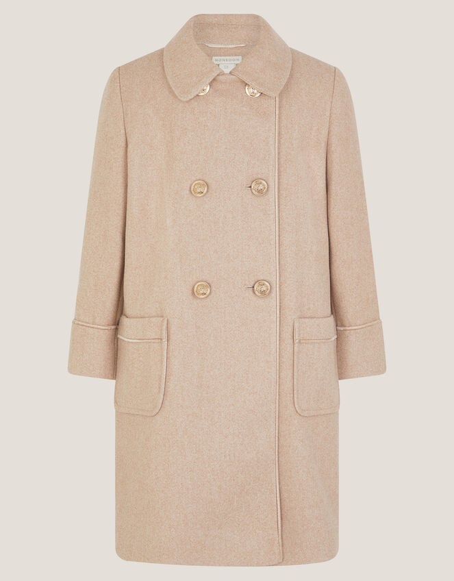 Double Breasted Collar Coat, Camel (OATMEAL), large