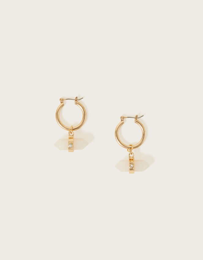 Gem Stone Huggie Hoops, , large