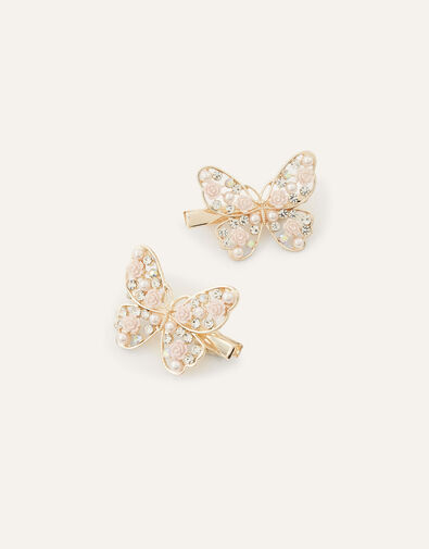 Pearl Rose Butterfly Hair Clip Twinset, , large