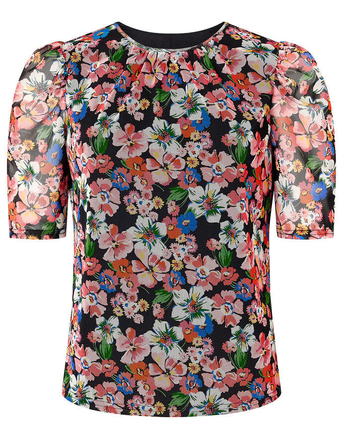 Flore Floral Mesh Top Multi Tops & Tshirts Monsoon UK.