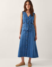 Ottilie Stripe Denim Midi Skirt, Blue (DENIM BLUE), large
