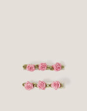 2-Pack Satin Rose Hair Clips, , large